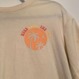 Cream Graphic Tee with Palm Design
